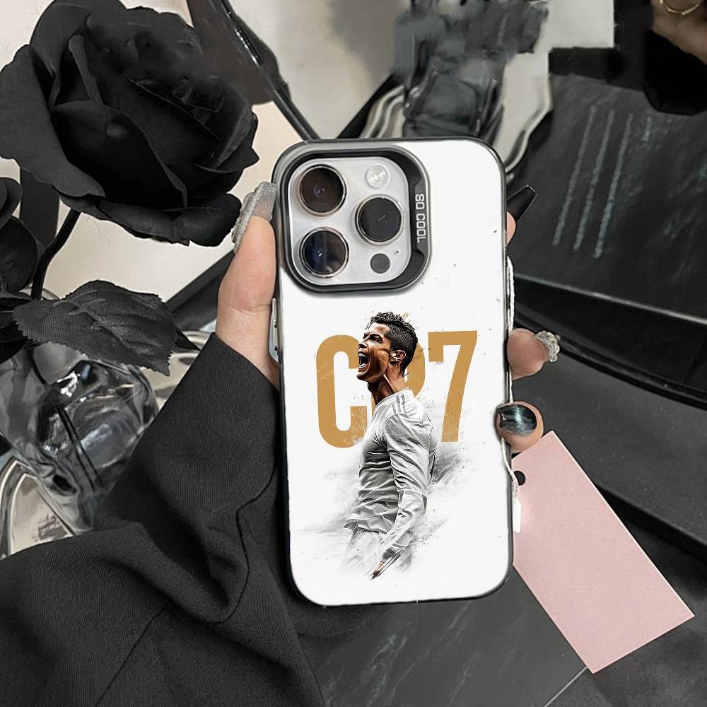 Custodia per telefono Player R-Ronaldo C-CR7 Per iPhone 17,16,15,14,13,12,Pro MAX Nera Opaca Cover Antiurto