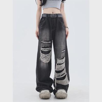 2023 Unisex Slim Fit Ripped Jeans: Hongkongstil Höggata Mörka Sommar Nio-punktsbyxor