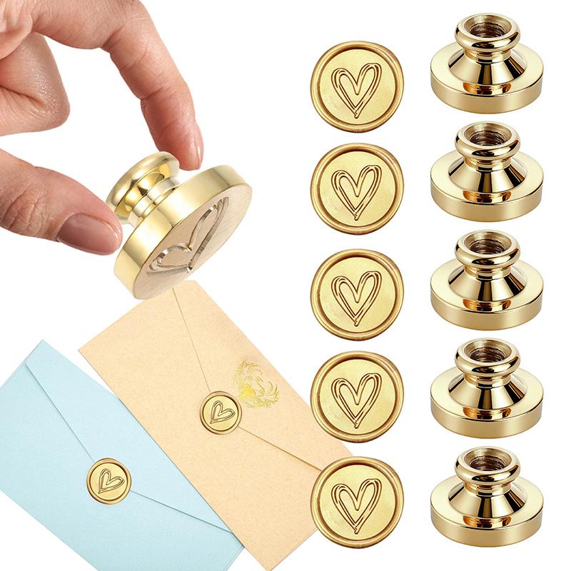 Valentine's Day Heart Wax Seal Stamp, Vintage Brass Head Sealing Wax Stamp for Wedding Birthday Party Invitations Envelop Decor