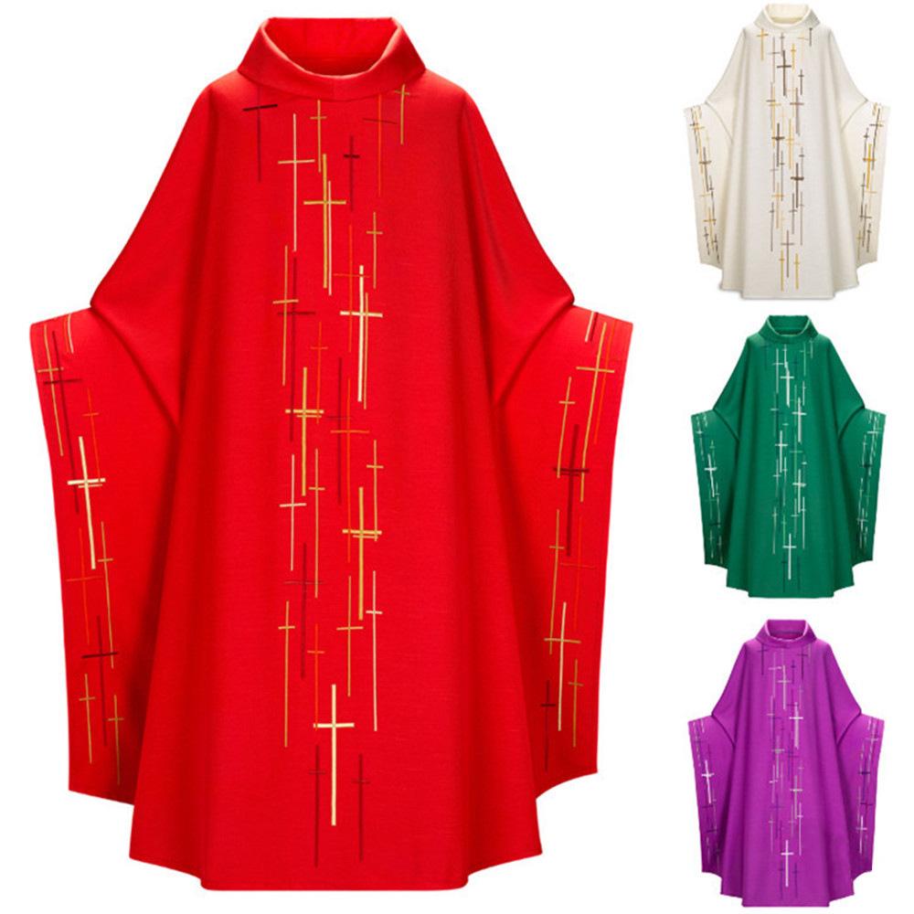 Medieval Cross Robe: European & American Stage Costume with Flare Sleeves