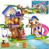 Tree House Building Set with LED Light, 762 PCS Treehouse Building Toy, Friendship Animal Forest House Building Block Kit, Birthday Gift for Kids