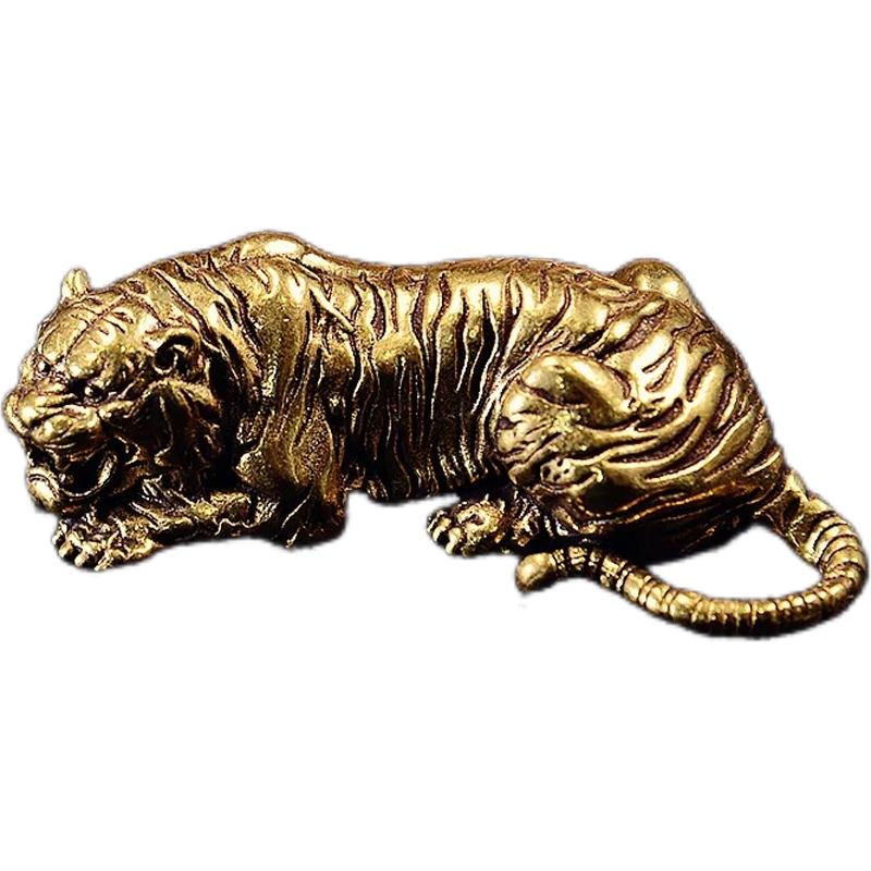 Винтажная статуэтка Короля Тигров из латуни, пресс-папье, ornaments, медные животные, мини-фигурки тигров, украшения для стола, декор для дома, подарок