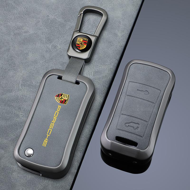Zinc Alloy Leather Car Smart Flip Key Case Cover Remote Protector Shell For Porsche Cayenne GTS Panamera Carrera GT3 Accessories GO3