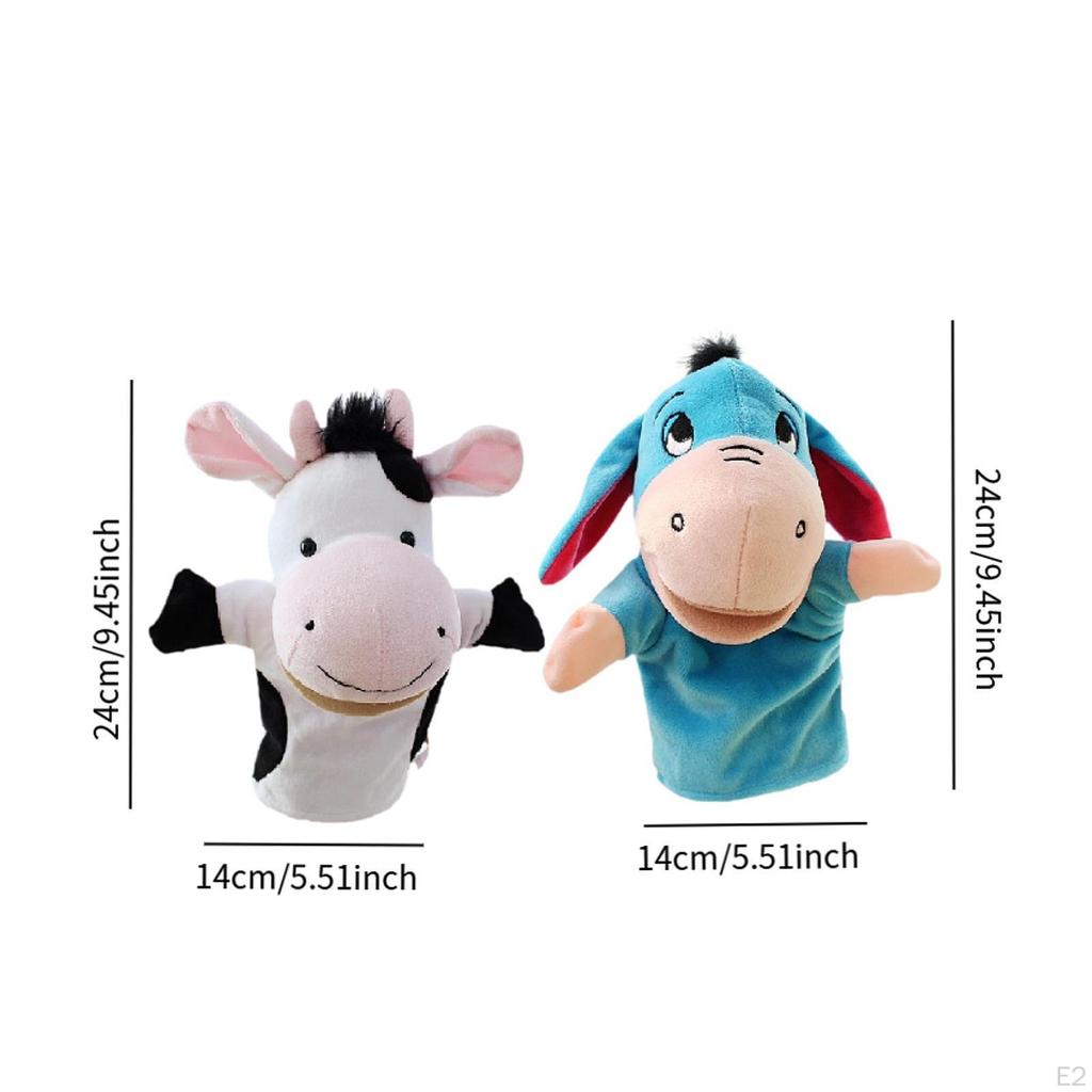 2 Pieces Kids Hand Puppet Pretend Play Soft Educational Puppets, Plush Toy for Birthday, Imaginative