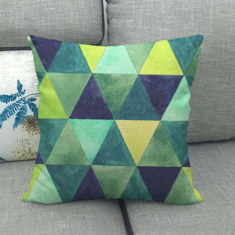 Geometric Triangular Wave Pattern Digital Printing Short Plush Pillow Covers For Car Sofa Office Cushion Cover Home Goods