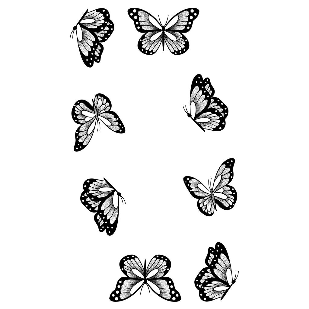 Simple Personality Spice Girl Three-Dimensional Butterfly Flower Wicker Collarbone Arm Tattoo Sticker