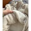 Women's Fleece Jacket with Lamb Wool Lining - Warm Zip Cardigan for Autumn/Winter