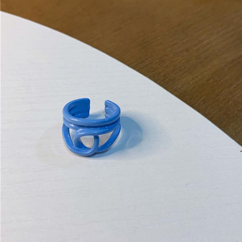 European and American retro exaggerated geometric acrylic Epoxy resin ring temperament personality mixed color index finger ring