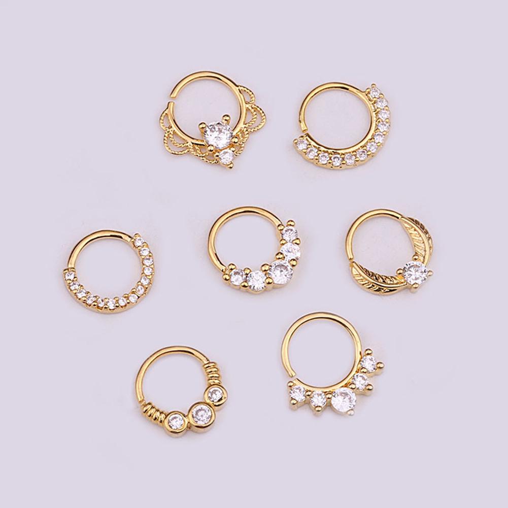 1Pc Women Cubic Zirconia Inlaid Nose Ring Helix Earring Hoop Piercing Jewelry
