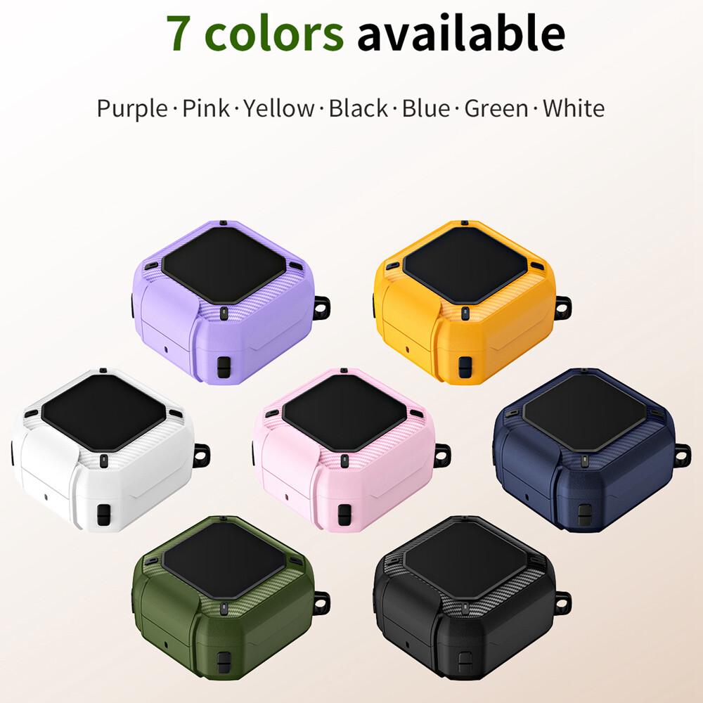 KEYSION Bluetooth Earphone Case for Samsung Buds 4 Pro Silicone+PC With Phone Stand Hook Shockproof Cover for Galaxy Buds4 4 Pro