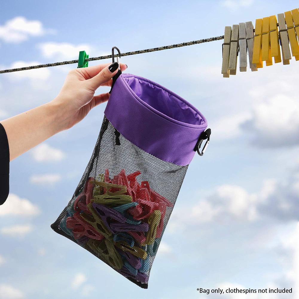 Hanging Mesh Clothes Clip Storage Bag for Outdoor Use and Dorms