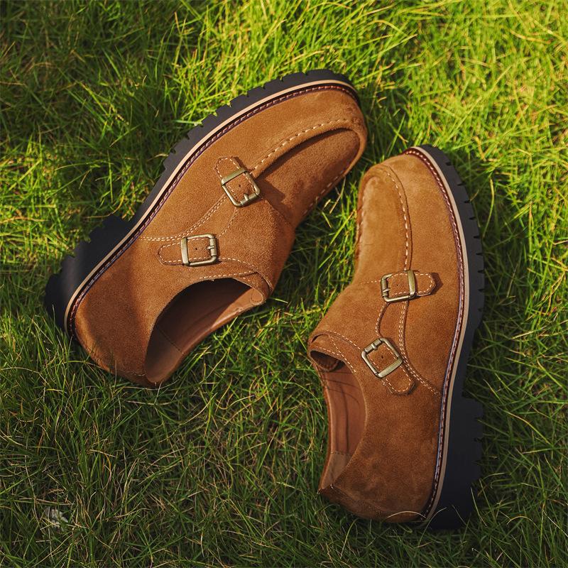 

2025 осень новый британский стиль универсальные туфли монки модельные туфли повседневные плоские тренд ботинки мартин с пряжкой мужская обувь 38