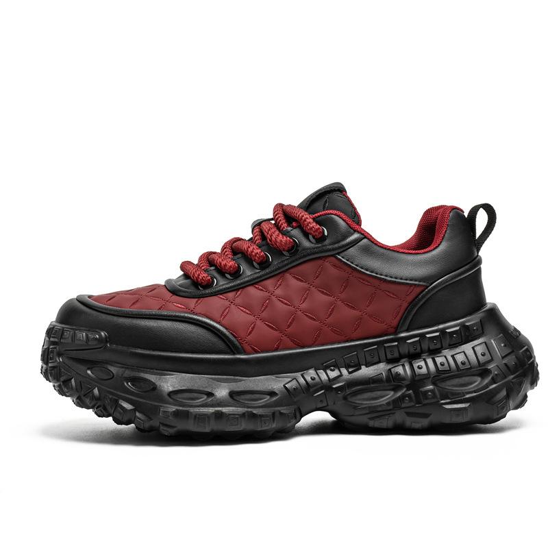 Dad Shoes Niche Autumn and Winter New Leather Thick-soled Heightening Shoes Retro Casual Sports Shoes