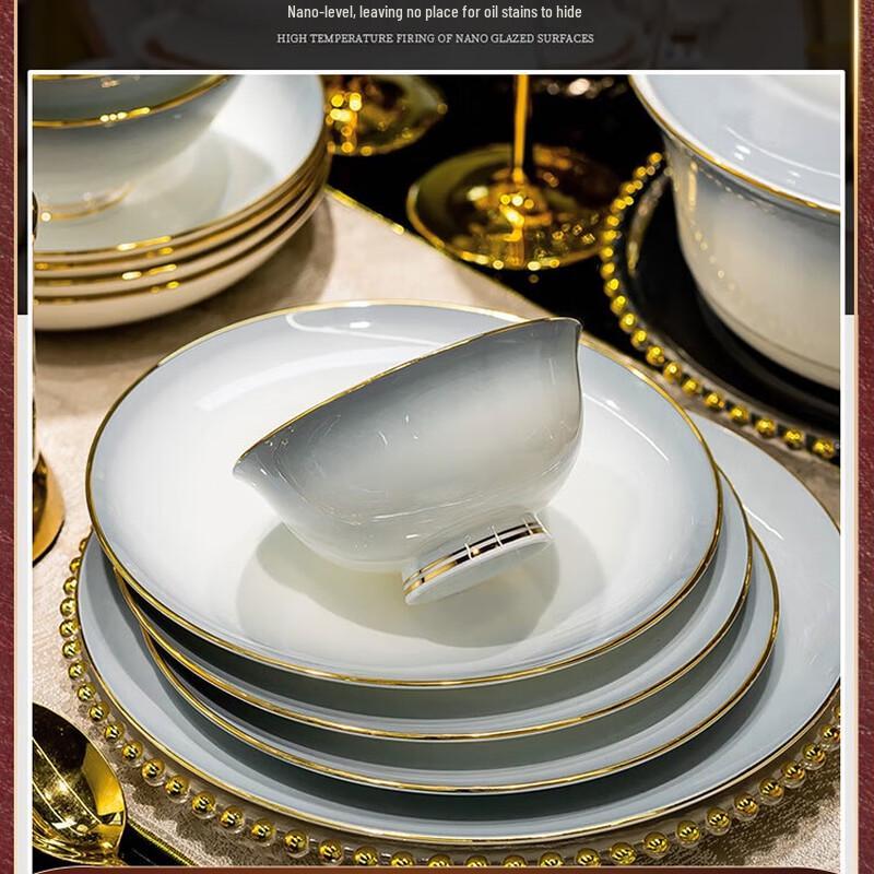 KANGMO Премиальный набор столовой посуды из костяного фарфора и керамики