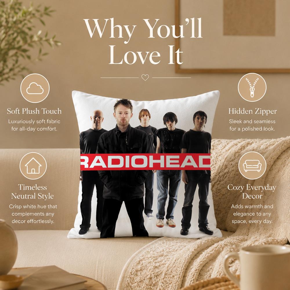 Band R-RadioheadS Cushion Cover Double-Sided Printed Pillow Cover Hypoallergenic Dust-Mite Proof