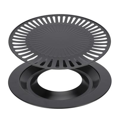 Grilling Pan, Korean BBQ Grill Pan, Non Stick Smokeless Barbecue Plate for Indoor Outdoor Grilling, 32cm Celsius 12.6in, Grill Accessories BBQ Round G