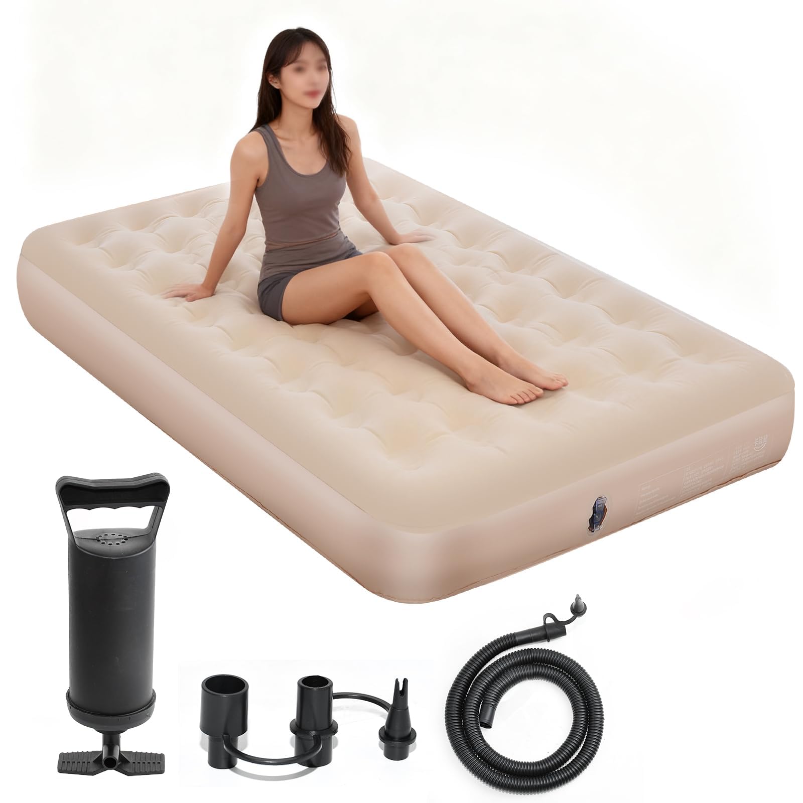 

zmayastar Air Bed Air Mattress with Inflation Pump, Portable Bed, Air Bed, Car Camping Mattress, Air Mattress, 186*96*22cm (Single), Weight Capacity 1