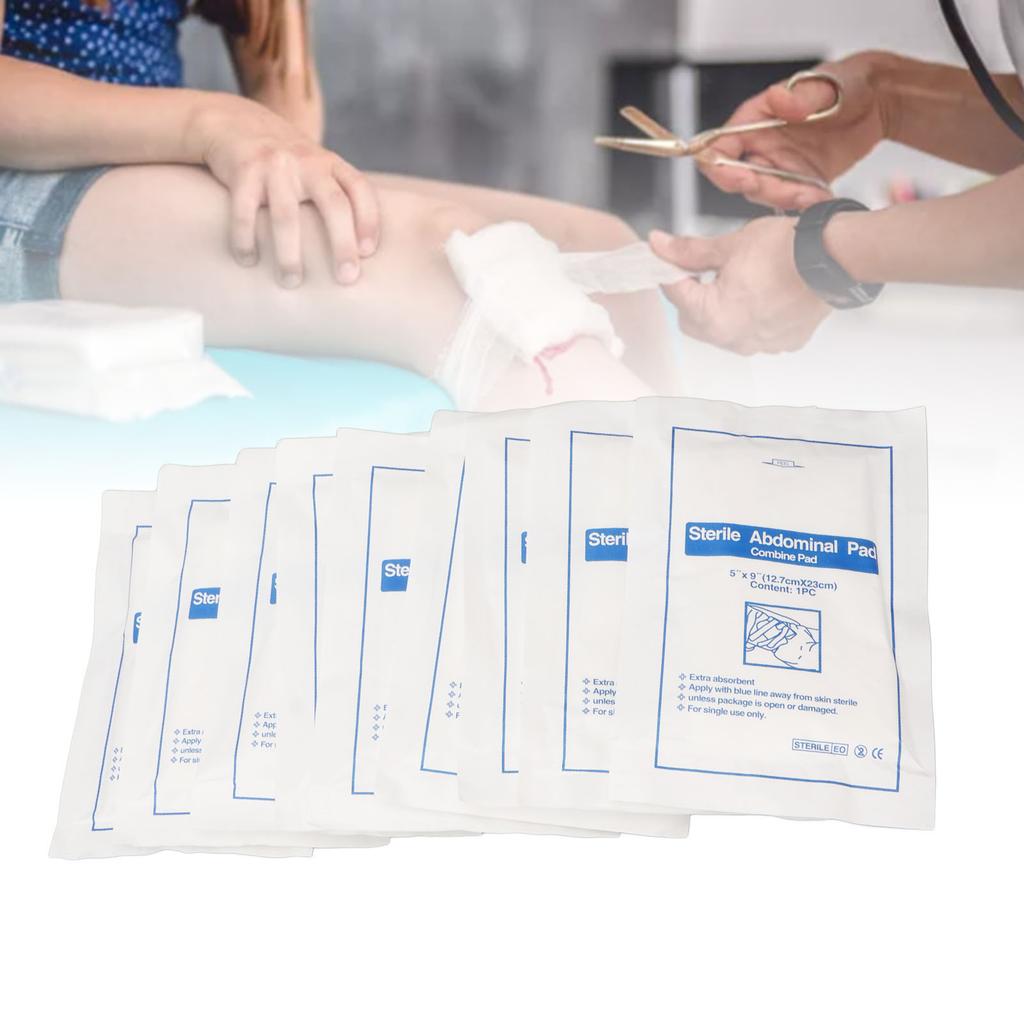 10pcs Abdominal Pads Highly Absorbent Wound Care Individually Packed Hygienic Emergency Abdominal Pads