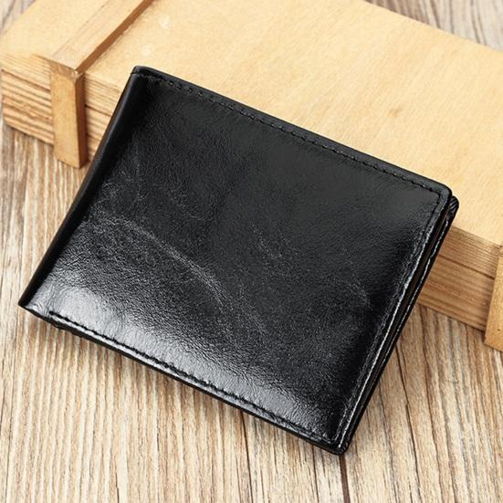 Men Faux Leather Wallet Large Capacity Bi-fold Short Wallet Vintage Minimalist Business Casual Credit Card Holder Front Pocket Wallet