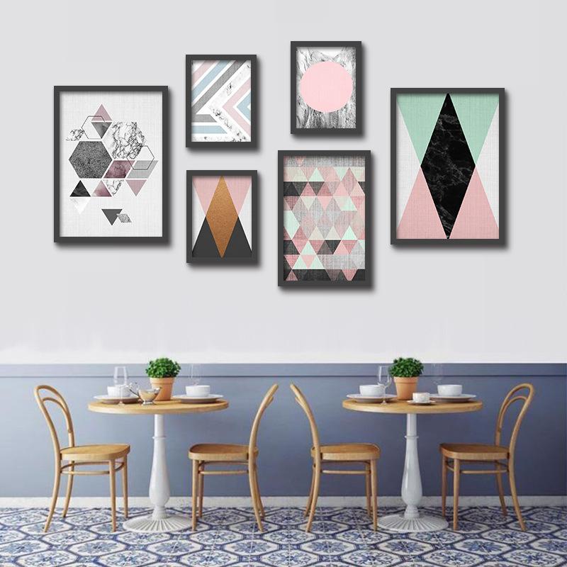 Modern Geometric Triangles Mountain Canvas Painting Minimalist Diamond Shape Art Poster Living Room Decor Wall Picture