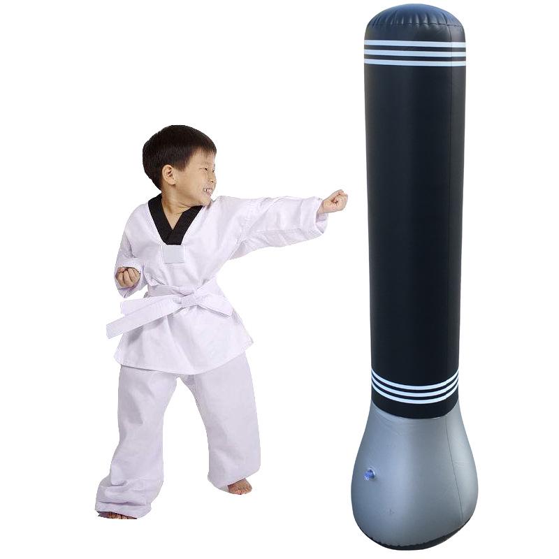 Kids' Black Inflatable PVC Boxing Punching Bag Tumbler Toy