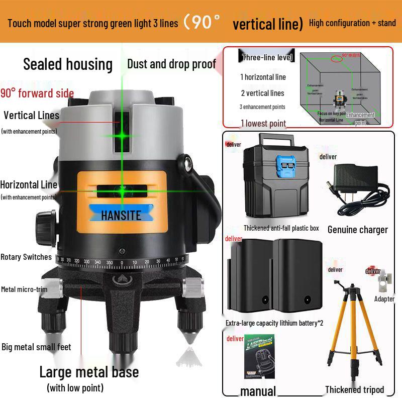 High-Precision Infrared Laser Level: 2 & 5-Line, Automatic, Indoor/Outdoor, Green & Blue Light