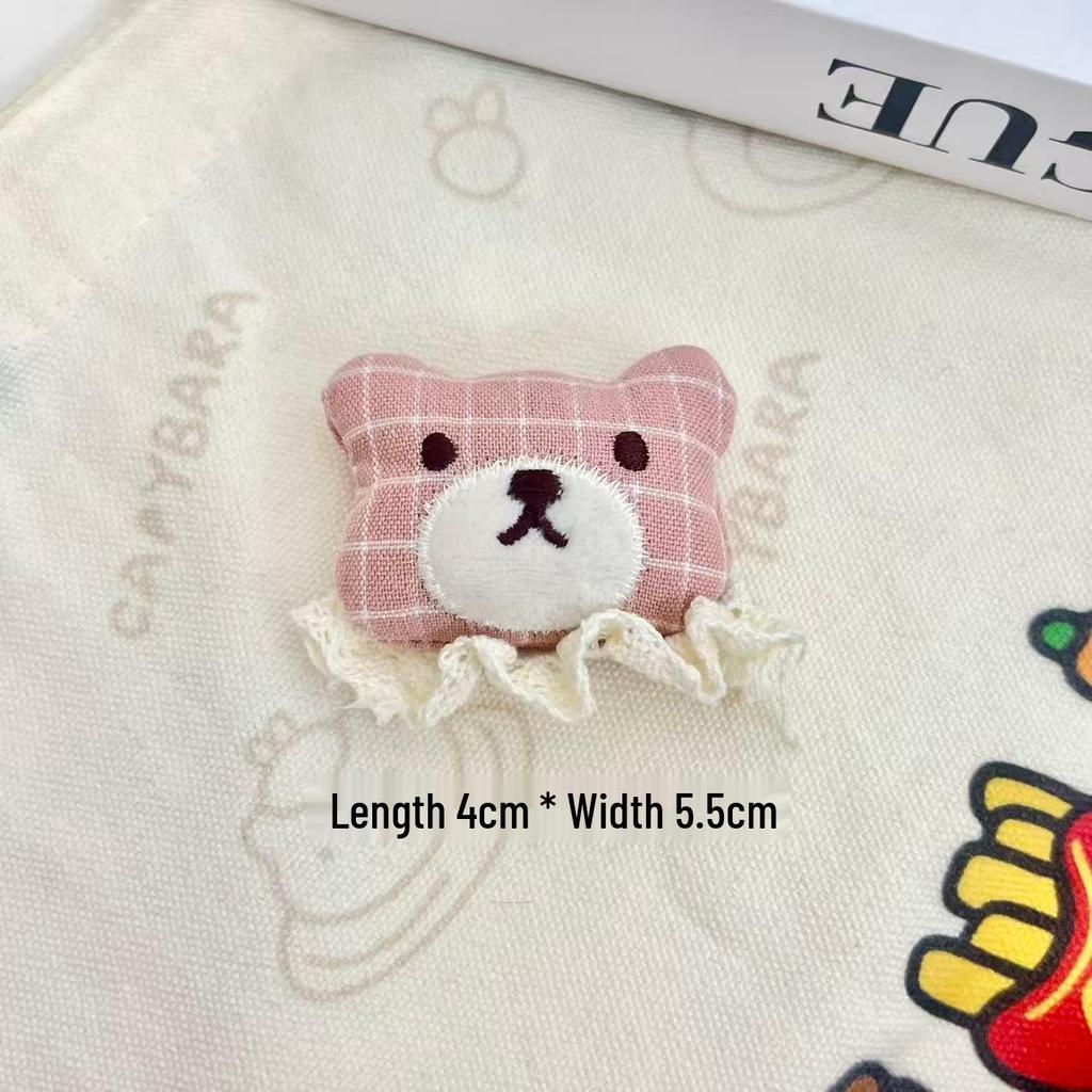 Plaid Bear & Mushroom Brooch: Backpack Ornament or DIY Hair Clip.