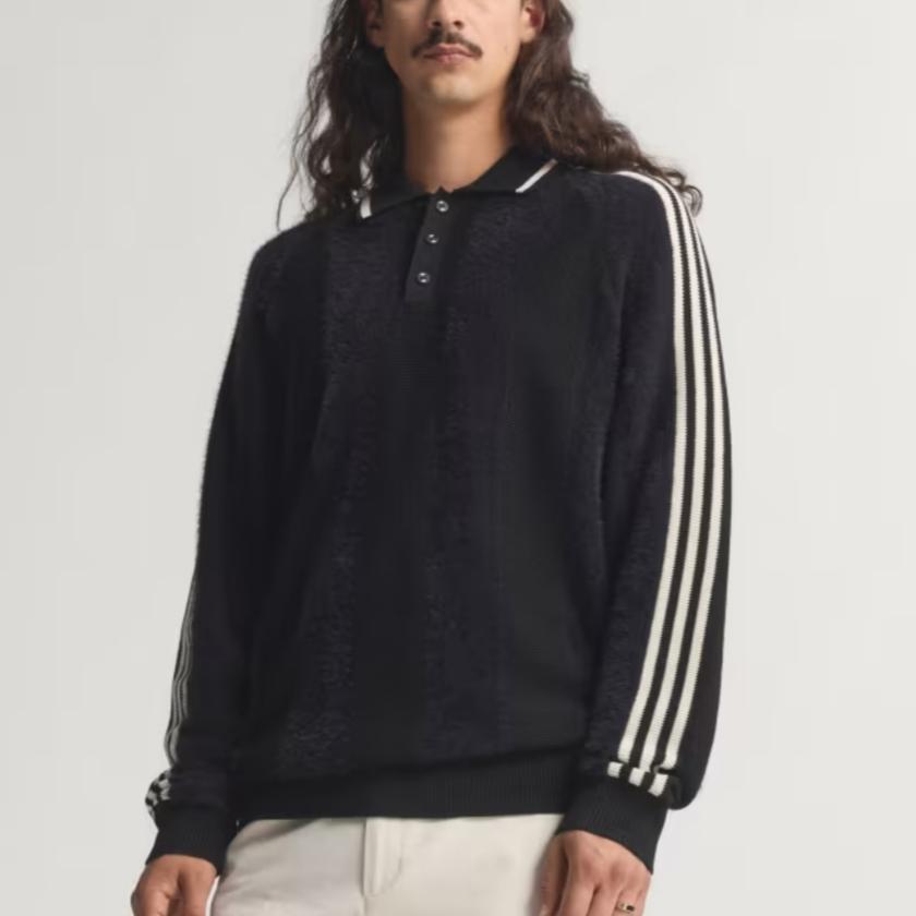 adidas Originals Premium Knitted Polo Sweater Men Black JX3835