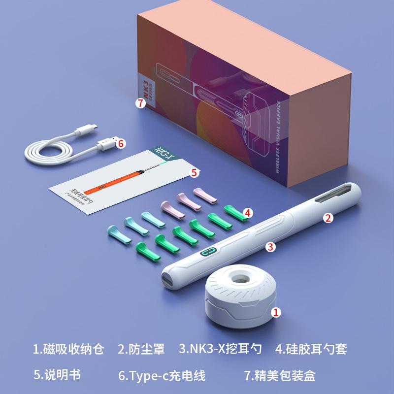 Ear Cleaner with Camera Set Ear Sticks Otoscope USB C Charging Endoscope Wax Removal Tool Earpick MIni Camera Ear Cleaning Set