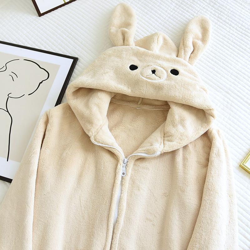 New Couple Autumn and Winter Pajamas Long-sleeved Trousers Flannel Cute Cartoon Thick Warm Men and Women Home Service Suit Sleep