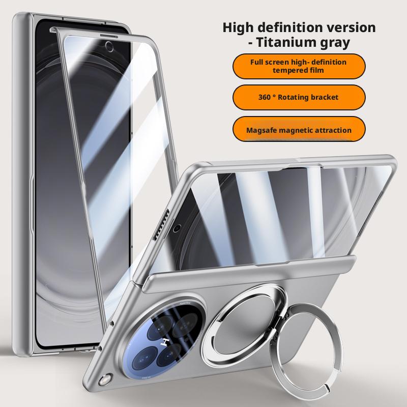 For Oppo Find N6 Case Skin Friendly Matte Magnetic 360° Rotating Bracket Folding Hinge with Film Lens Protection Hard Cover