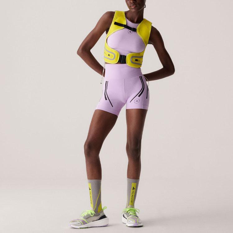 Adidas X Stella Mccartney Stella Mccartney Trupace Běžecký Crop Top s Patchworkem s Logem Písmen Dámské Topy Růžová Fialová IP9142