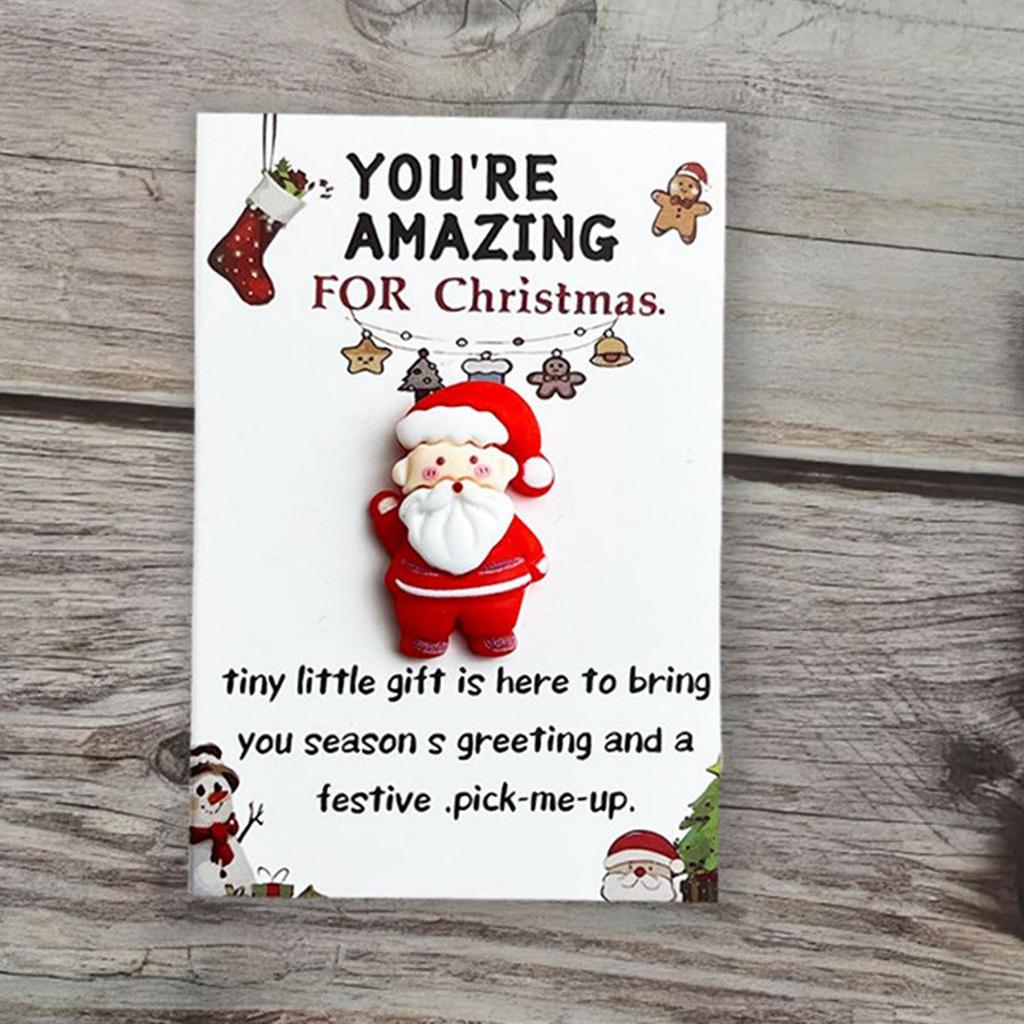 Christmas Mini Hug Cards with Resin Ornaments 10pcs Santa Claus, Socks, Gingerbread Snowman, Reindeer Patterns Christmas Gifts