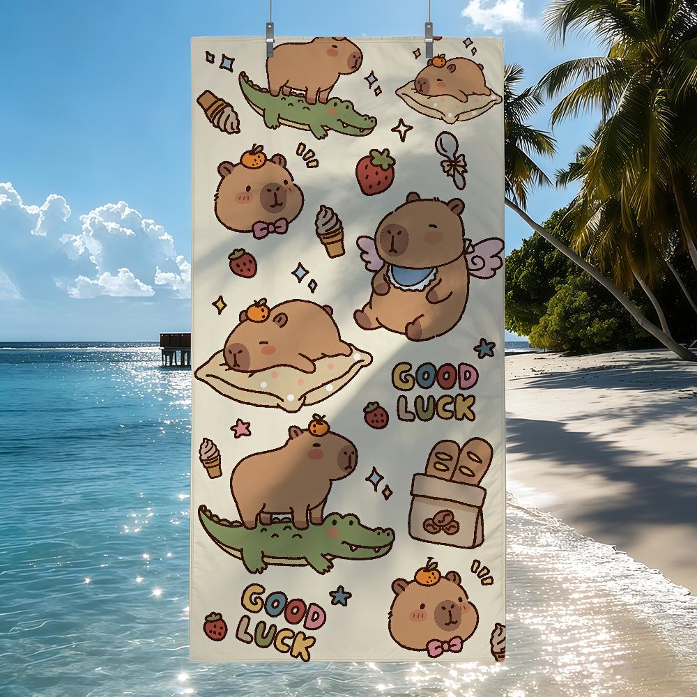 Süßes Capybara-Tier Großes Handtuch Schnelltrocknend Strandhandtücher Sind Geeignet Für Schwimmbäder Camping Yoga Und Das Fitnessstudio