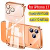 Ultra Slim Transparent Case for IPhone 17 Pro Max Matte Hard Plating PC All-round Camera Film Shockproof Shell for IPhone 17Air