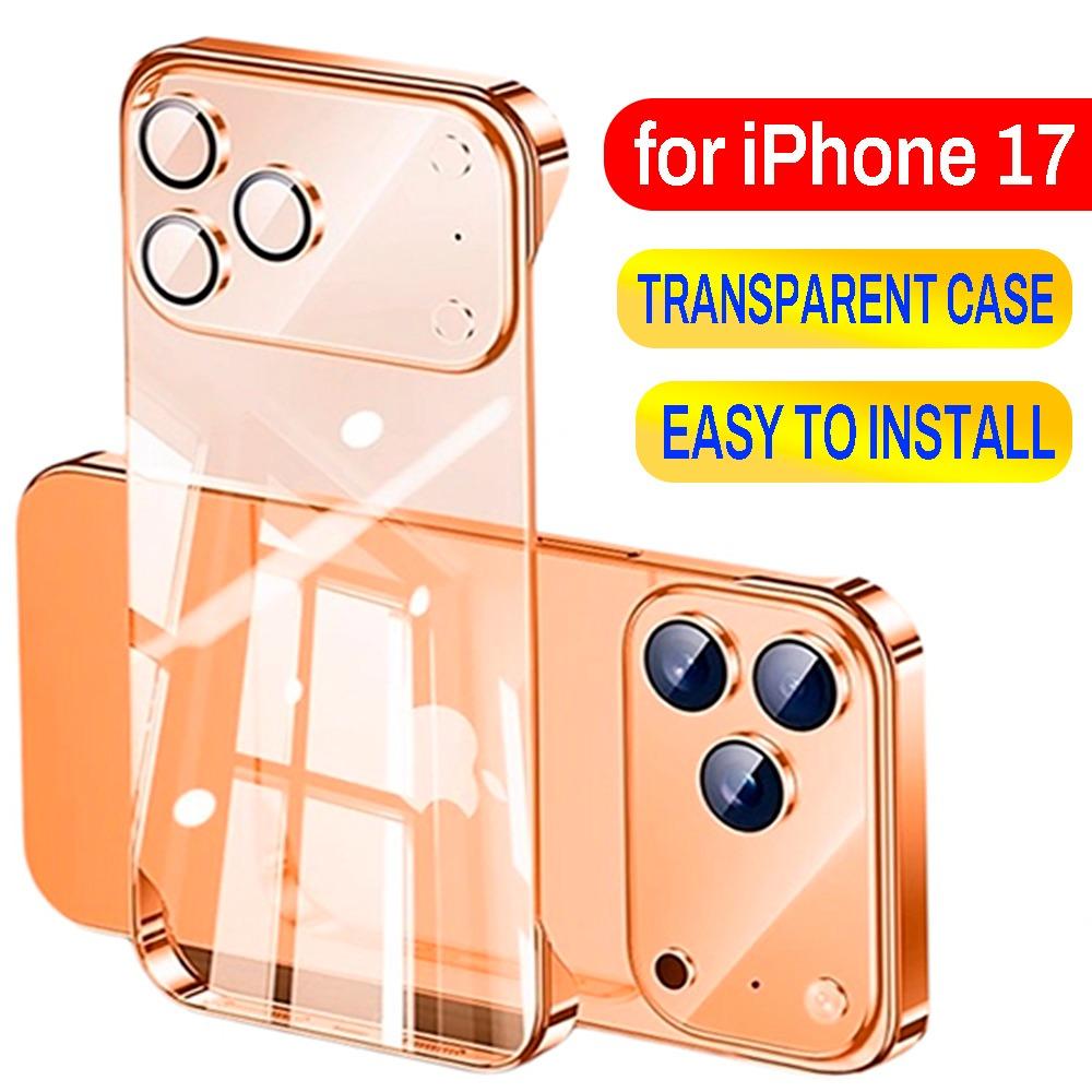 Ultra Slim Transparent Case for IPhone 17 Pro Max Matte Hard Plating PC All-round Camera Film Shockproof Shell for IPhone 17Air