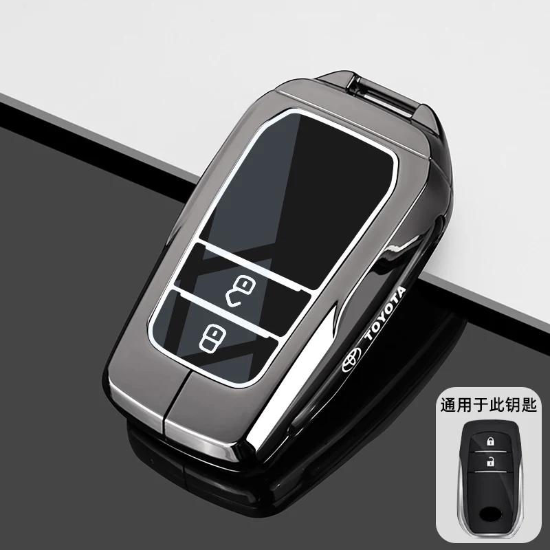 Zinc Alloy Leather Car Key Case Cover Shell for Toyota CHR Hilux Fortuner Land Cruiser 200 Camry Corolla Crown RAV4 Highland