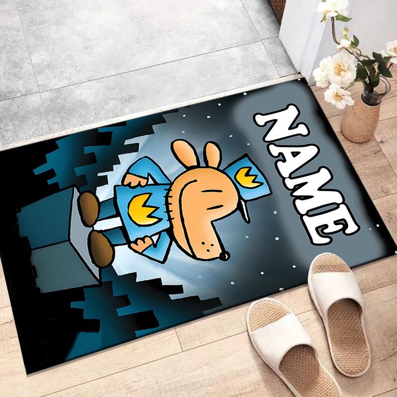 Custom DogMan Mat Personalized Name, Polyester Washable Indoor Entryway Rug, Gift for Christmas, Easter, Thanksgiving Day