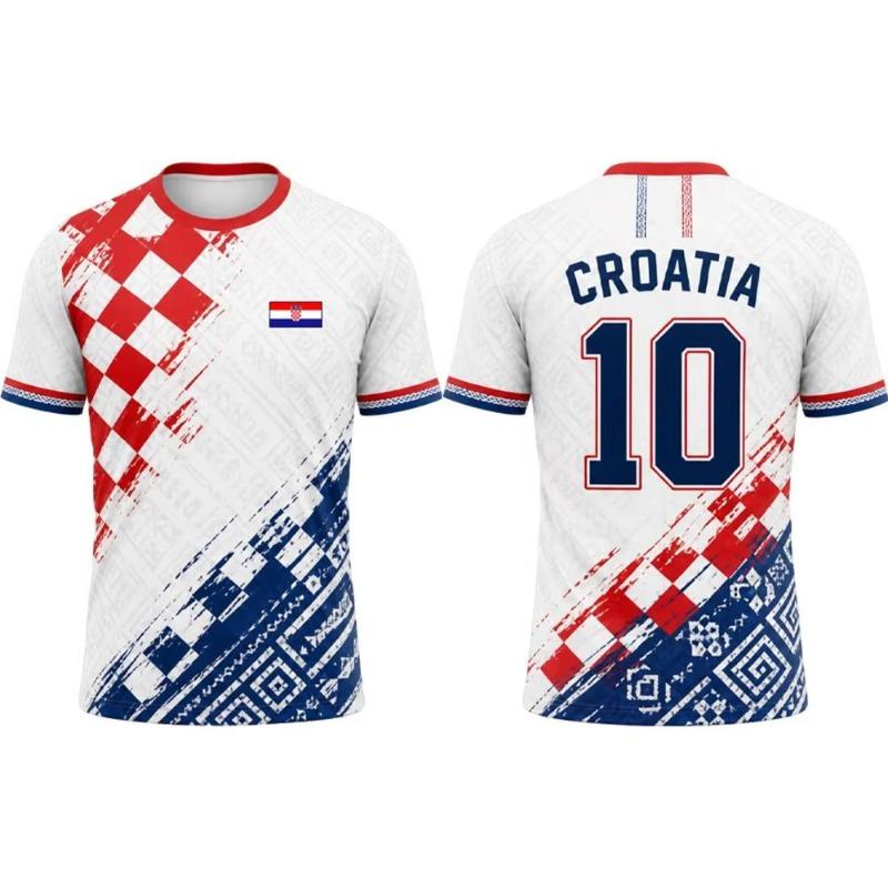 Kids Men's Croatia Soccer Jersey Checkerboard Folk Pattern Graphic Quick Dry Breathable Football Training T-Shirt for Fans