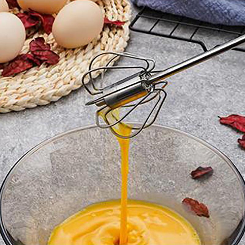 Stainless Steel Household Semi-Automatic Rotating Egg Beater Push-Type Egg Cream Baking Stirring Stick Manual Egg Beater