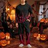 Men's Halloween Pajama Set Long Sleeve with Button Crotch and Elastic Waist Drawstring for Holiday Sleepwear
