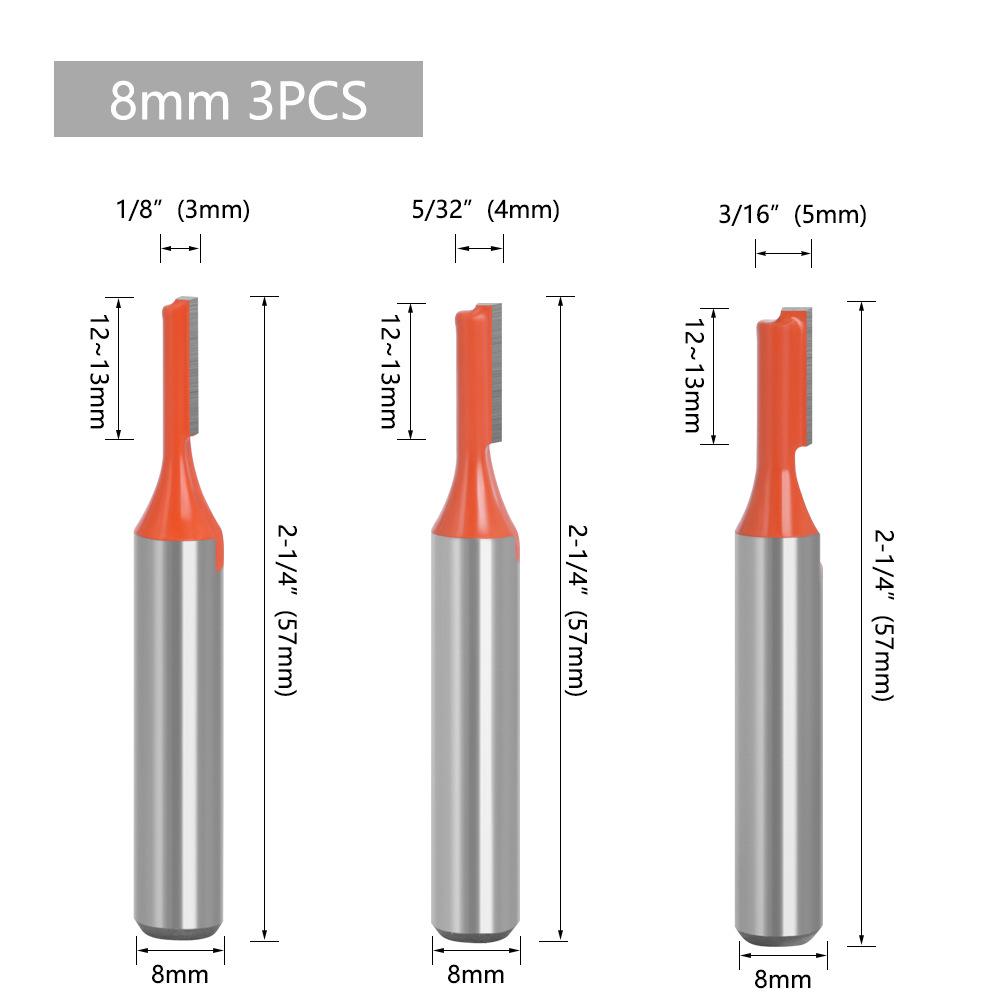 

Набор из 8 прямых фрез - Метрические фрезы для обрезки дерева