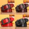 Pulaiteqi Vintage Leather Belt For Women With Round Buckle Elegant Two Layer Cowhide Accessory