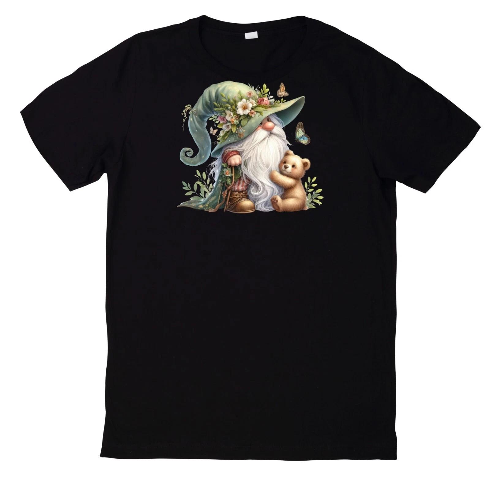 T-Shirt Lustiges Zwerg und Tier Motiv Baumwolle XS