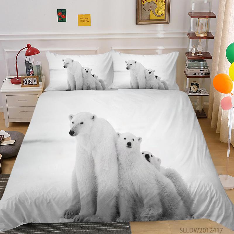 Prairie Lion Digital Printing Quilt Cover Pillowcase Three-Piece Set Polyester