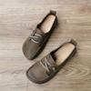 Fashion Women's Loafers Cowhide Soft Retro Retro Flat Leather Healthy Women's Shoes
