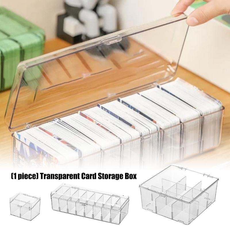 Clear Card Storage Box With Adjustable Dividers For Home Offices Organization And Small Items Large Capacity Container