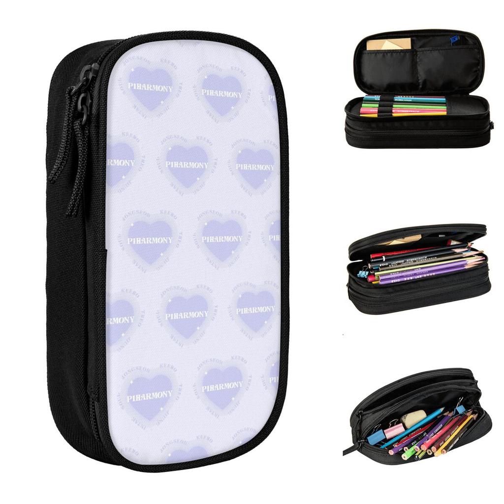 P1Harmony Band Music Heart Pencil Cases New Pen Box Bags Girls Boys Large Storage School Supplies Gift Pencil Pouch