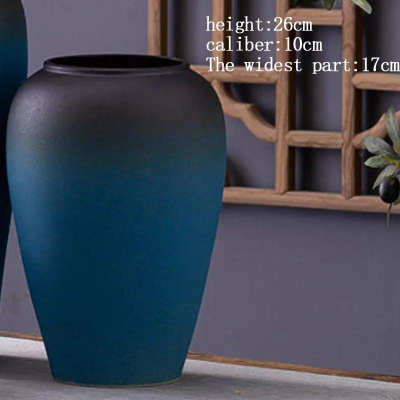 High Grade Ceramic Vase, Flower Arrangement, Frosted, Blue, Living Room, Bedroom, Dining Room, Study Room, Table Top Decor, 1Pc