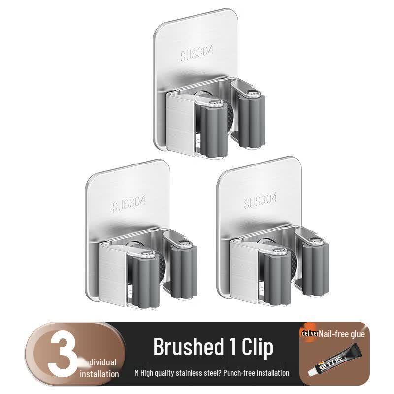 LIEI No-Drill Suction Cup Mop & Broom Holder